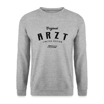 Arzt Limited Edition Mediziner - Unisex Pullover - Weißgrau meliert - Vorne - Alina (178cm) & Michal (187cm)