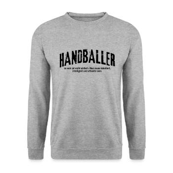 Handballer zu sein ist nicht einfach Lustiges - Unisex Pullover - Weißgrau meliert - Vorne - Alina (178cm) & Michal (187cm)