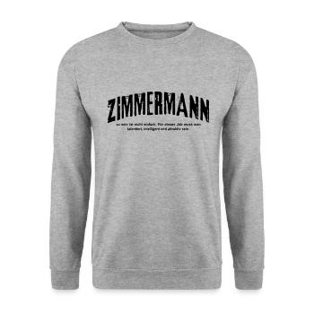 Zimmermann zu sein ist nicht einfach Lustiges - Unisex Pullover - Weißgrau meliert - Vorne - Alina (178cm) & Michal (187cm)