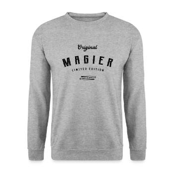 Magier Limited Edition Zauberer - Unisex Pullover - Weißgrau meliert - Vorne - Alina (178cm) & Michal (187cm)