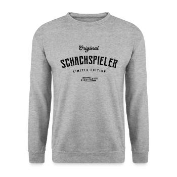 Schach Limited Edition Schachmeister - Unisex Pullover - Weißgrau meliert - Vorne - Alina (178cm) & Michal (187cm)