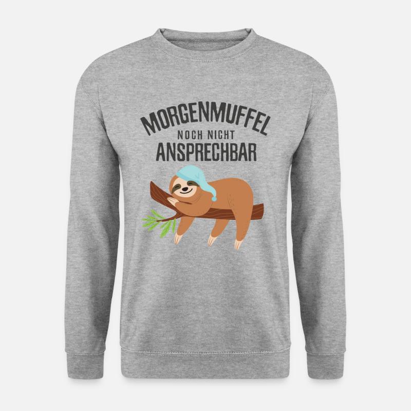 Morgenmuffel Nicht Ansprechbar Faultier Pyjama - Unisex Pullover - Weißgrau meliert