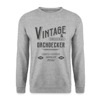 Dachdecker Vintage - Unisex Pullover - Weißgrau meliert - Vorne - Alina (178cm) & Michal (187cm)