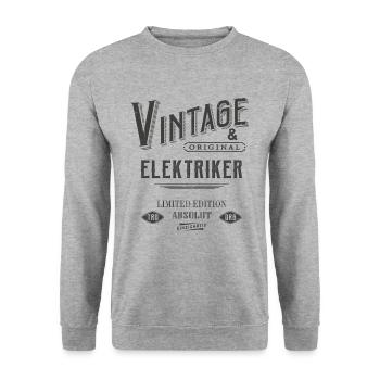 Elektriker Vintage - Unisex Pullover - Weißgrau meliert - Vorne - Alina (178cm) & Michal (187cm)