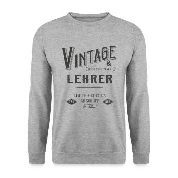 Lehrer Vintage - Unisex Pullover - Weißgrau meliert - Vorne - Alina (178cm) & Michal (187cm)