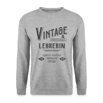 Lehrerin Vintage - Unisex Pullover - Weißgrau meliert - Vorne - Alina (178cm) & Michal (187cm)