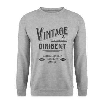 Dirigent Vintage - Unisex Pullover - Weißgrau meliert - Vorne - Alina (178cm) & Michal (187cm)