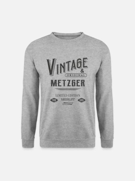 Metzger Vintage - Unisex Pullover - Weißgrau meliert