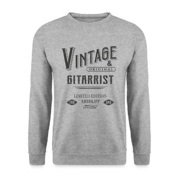 Gitarrist Vintage Gitarre - Unisex Pullover - Weißgrau meliert - Vorne - Alina (178cm) & Michal (187cm)