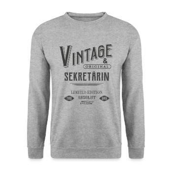 Sekretärin Vintage - Unisex Pullover - Weißgrau meliert - Vorne - Alina (178cm) & Michal (187cm)