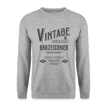 Bauzeichner Vintage - Unisex Pullover - Weißgrau meliert - Vorne - Alina (178cm) & Michal (187cm)