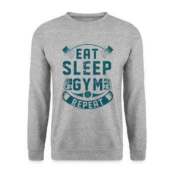 Gym Fitness Training Musculation Musculier Muscle - Sweat-shirt Unisexe - gris chiné - Devant - Alina (178cm) & Michal (187cm)