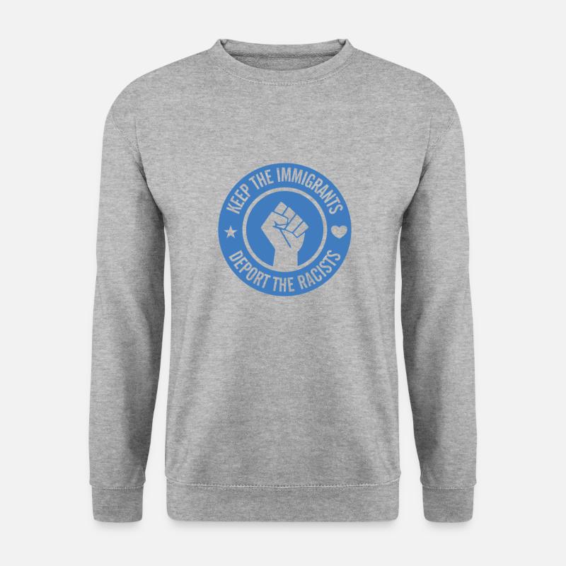 Sprüche gegen Rechts - Nazis vertreiben - Unisex Pullover - Weißgrau meliert