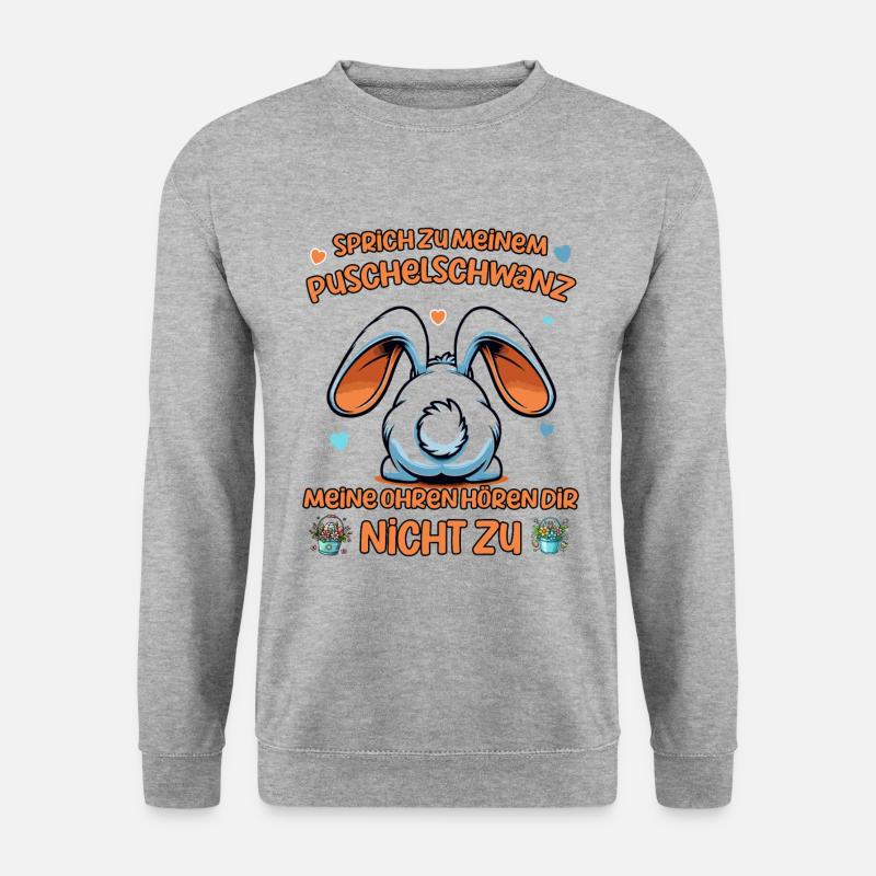 Osterhase zu Ostern will Ostereier suchen - Hasen - Unisex Pullover - Weißgrau meliert