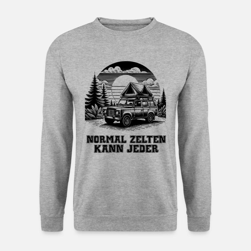 Dachzelt Sprüche - Dachzelten Camping Urlaub - Unisex Pullover - Weißgrau meliert