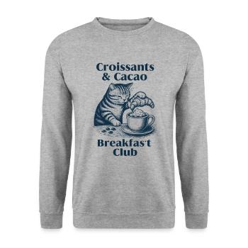 Kakao-Croissants Frühstücksclub - Unisex Pullover - Weißgrau meliert - Vorne - Alina (178cm) & Michal (187cm)