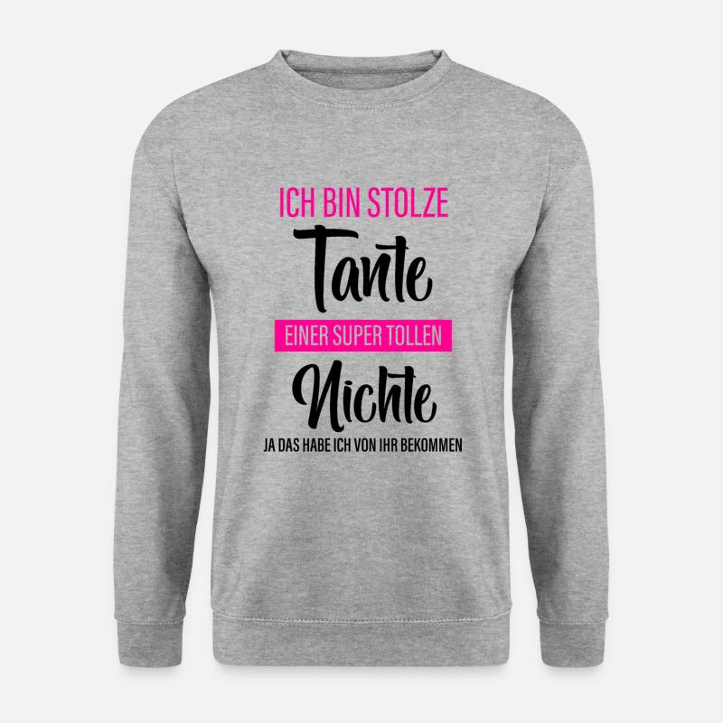 Stolze Tante - Nichte - Unisex Pullover - Weißgrau meliert