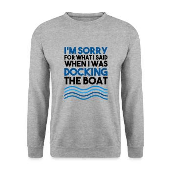 Boot Segeln Bootsführerschein Angeln Meer - Unisex Pullover - Weißgrau meliert - Vorne - Alina (178cm) & Michal (187cm)