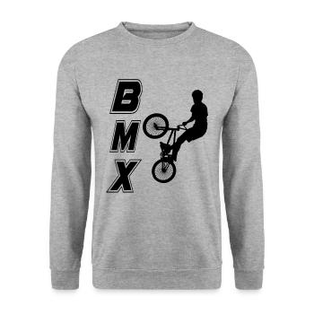 bmx race bike cyclist rider trick - Unisex Sweatshirt - salt & pepper - Front - Alina (178cm) & Michal (187cm)