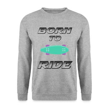 né pour rouler born to ride skateboard skate - Sweat-shirt Unisexe - gris chiné - Devant - Alina (178cm) & Michal (187cm)