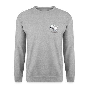 Happy Hund I West Highland White Terrier Hund - Unisex Pullover - Weißgrau meliert - Vorne - Alina (178cm) & Michal (187cm)