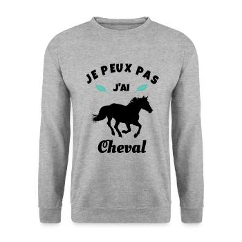 je peux pas j'ai cheval équitation - Sweat-shirt Unisexe - gris chiné - Devant - Alina (178cm) & Michal (187cm)