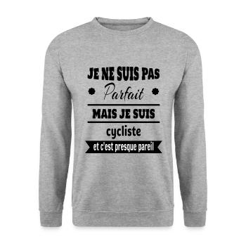Pas parfait mais cycliste vélo humour - Sweat-shirt Unisexe - gris chiné - Devant - Alina (178cm) & Michal (187cm)