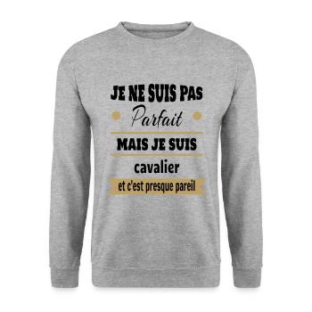 Cadeau pas parfait mais cavalier cheval - Sweat-shirt Unisexe - gris chiné - Devant - Alina (178cm) & Michal (187cm)