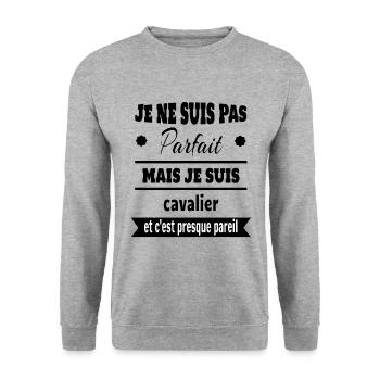 Cadeau pas parfait mais cavalier cheval - Sweat-shirt Unisexe - gris chiné - Devant - Alina (178cm) & Michal (187cm)