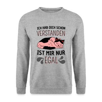 Ich hab dich schon verstanden ist mir nur egal - Unisex Pullover - Weißgrau meliert - Vorne - Alina (178cm) & Michal (187cm)
