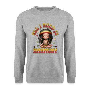 All I Need Is Harmony Rastagirl - Unisex Pullover - Weißgrau meliert - Vorne - Alina (178cm) & Michal (187cm)