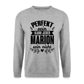 Marion - Perfekt Sein Kann Jeder Marion Nicht - Unisex Pullover - Weißgrau meliert - Vorne - Alina (178cm) & Michal (187cm)
