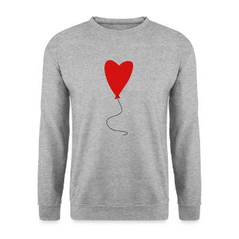 Herzluftballon - herz - heart ballon - Unisex Pullover - Weißgrau meliert - Vorne - Alina (178cm) & Michal (187cm)