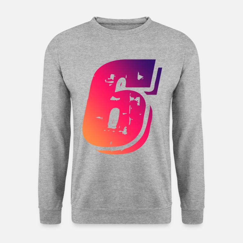 6 Zahl Symbol - Unisex Pullover - Weißgrau meliert
