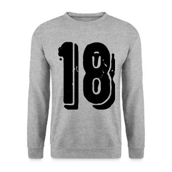 18 number jersey - Unisex Sweatshirt - salt & pepper - Front - Alina (178cm) & Michal (187cm)