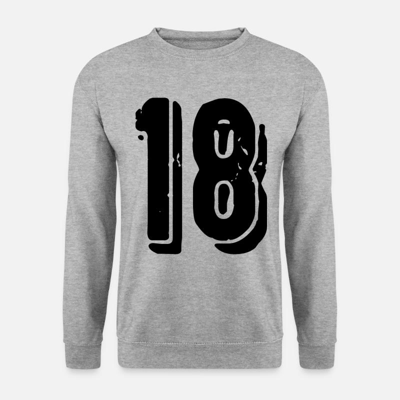 18 Zahl Trikot - Unisex Pullover - Weißgrau meliert