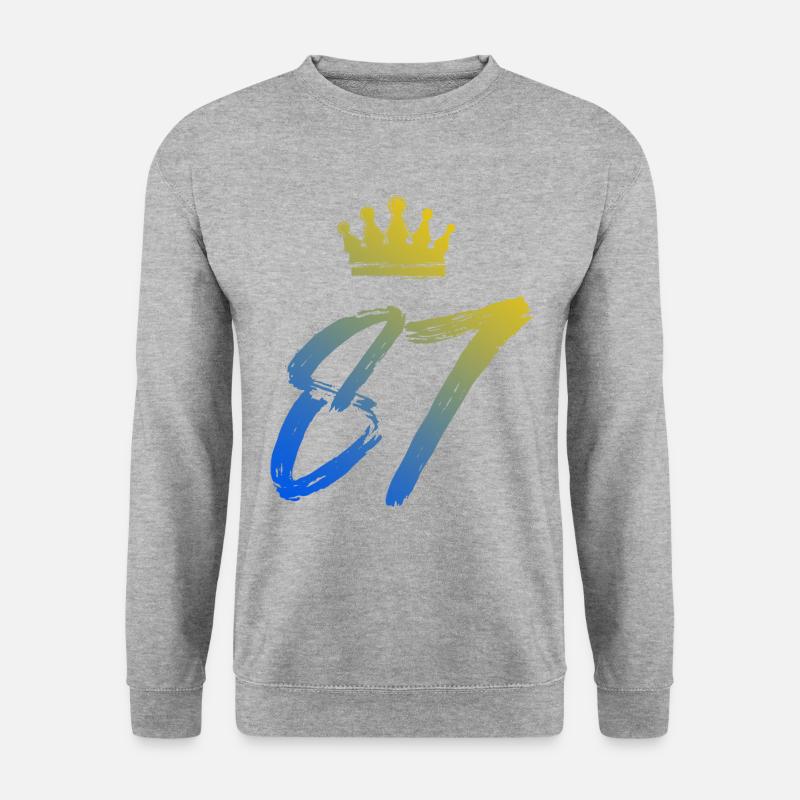 87 Zahl Krone - Unisex Pullover - Weißgrau meliert