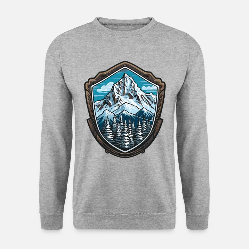 Berge Symbol Bergsteigen - Unisex Pullover - Weißgrau meliert