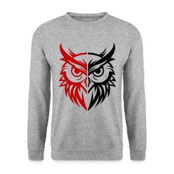 Owl Animal - Unisex Sweatshirt - salt & pepper - Front - Alina (178cm) & Michal (187cm)