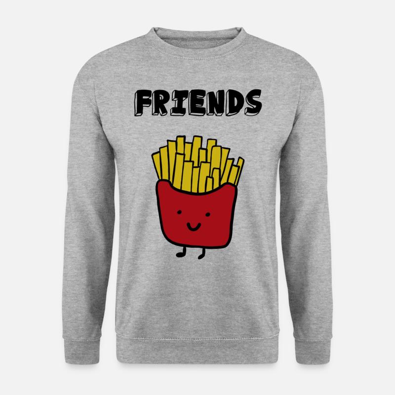 Best Friends Burger & Pommes Beste Freunde BFF - Unisex Pullover - Weißgrau meliert
