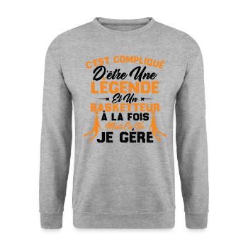 Une Légende Et Un Basketteur - Sweat-shirt Unisexe - gris chiné - Devant - Alina (178cm) & Michal (187cm)