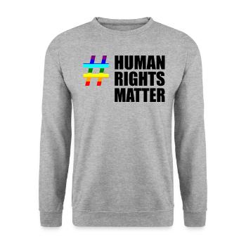 Menschenrechte human rights matter regenbogen - Unisex Pullover - Weißgrau meliert - Vorne - Alina (178cm) & Michal (187cm)