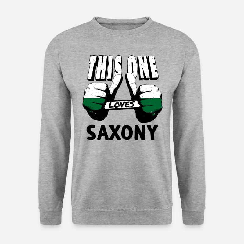 Sachsen Flagge Sächsische Fahne Ossi Urlaub SN - Unisex Pullover - Weißgrau meliert