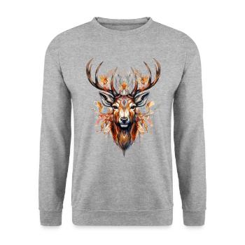 Cerf Cerf Bois animal Nature Forêt Montagnes sauvages - Sweat-shirt Unisexe - gris chiné - Devant - Alina (178cm) & Michal (187cm)