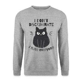 I don't discriminate, I hate everyone - Unisex Sweatshirt - salt & pepper - Front - Alina (178cm) & Michal (187cm)