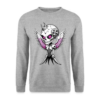 Crâne d’ange – Totenkopf Alien Engel FS0112 - Sweat-shirt Unisexe - gris chiné - Devant - Alina (178cm) & Michal (187cm)