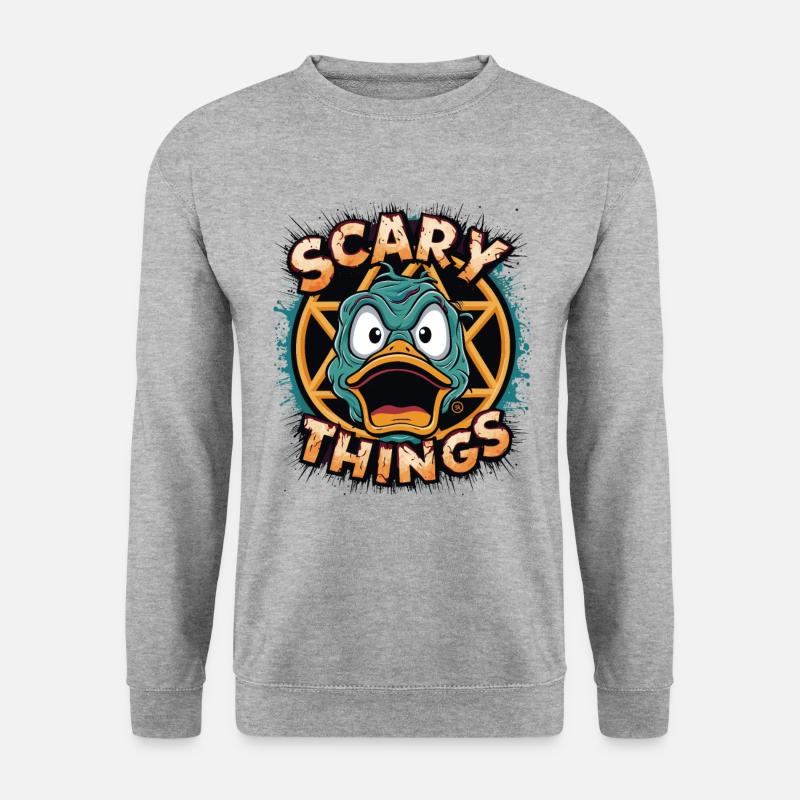 Duck - Comicstyle, Pentagramm, Ente - Unisex Pullover - Weißgrau meliert