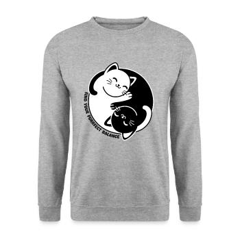 Finden Sie Ihre perfekte Balance - Unisex Pullover - Weißgrau meliert - Vorne - Alina (178cm) & Michal (187cm)