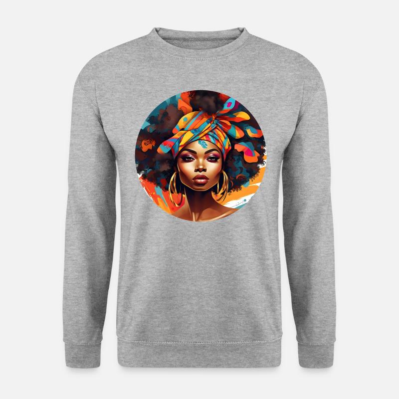 Afro Style Bunte Harmonie - Unisex Pullover - Weißgrau meliert