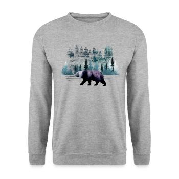Ours en migration - Sweat-shirt Unisexe - gris chiné - Devant - Alina (178cm) & Michal (187cm)